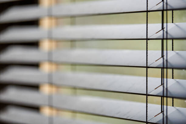 A professional cleaner working on a client's blinds.